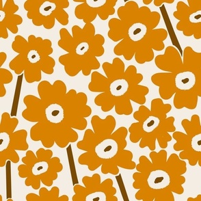 flowers orange posies on cream