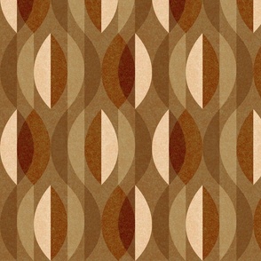 M - Dark Browns, Desert Sand, Mid-century Modern Earth Color Textured Abstract Geometric Shapes and Stripes