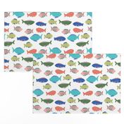 Small - Happy Fish - Blue, Green, Red, Yellow, Pink