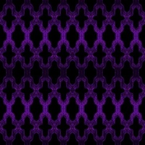 Faux Woven Quatrefoil Violet Purple on Black