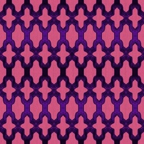 Faux Woven Quatrefoil Violet Purple on Pink