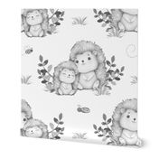 Woodland Animals Hedgehogs Baby Nursery Ladybug Bee Gray 