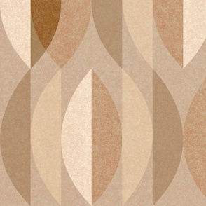 L - Neutral Desert Sand, Khahi Brown, Peach Pinks Mid-century Modern Earth Color Textured Abstract Geometric Shapes and Stripes