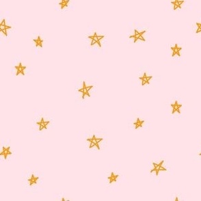 Hand drawn simple stars - Gold on light pink