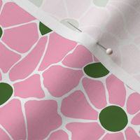 abstract daisy tiles - pink and green 