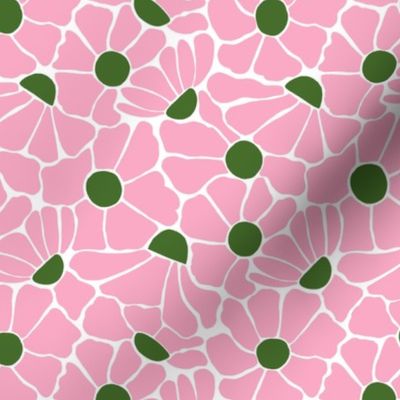 abstract daisy tiles - pink and green 