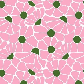 abstract daisy tiles - pink and green 