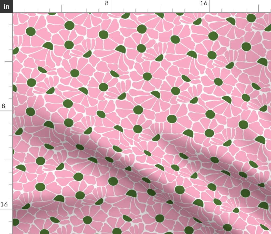 abstract daisy tiles - pink and green 
