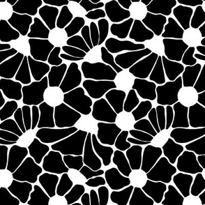 abstract daisy tiles - black and white