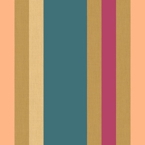 Large Stripe Teal Gold Orange Pink // large // wide stripe wallpaper, striped bedding