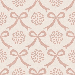 Bows & Petals (medium), warm white and cameo pink {linen texture}