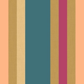 Large Stripe Teal Gold Orange Pink // medium // wide stripe wallpaper, striped bedding