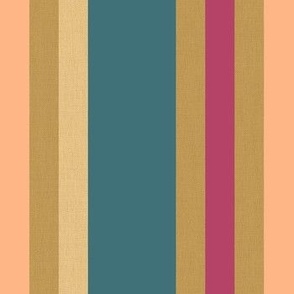 Large Stripe Teal Gold Orange Pink // small // wide stripe wallpaper, striped bedding