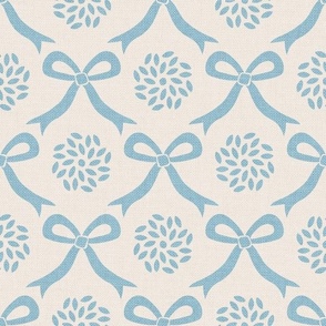 Bows & Petals (medium), warm white and strato blue {linen texture}