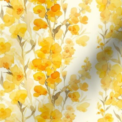 Elegant Yellow Watercolor Snapdragon Flowers Columns