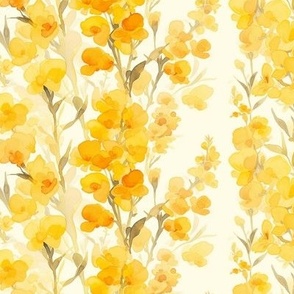 Elegant Yellow Watercolor Snapdragon Flowers Columns