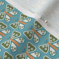 254a - mini small scale pretty Garden butterflies in teal aqua blue green, off white and mustard yellow for kids apparel, nursery wallpaper and cot sheets, children's sheet sets, duvet covers and springtime quilting
