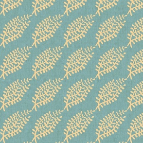 Waving Seaweed in the Ocean // large // seaside plants, teal, blue, cream