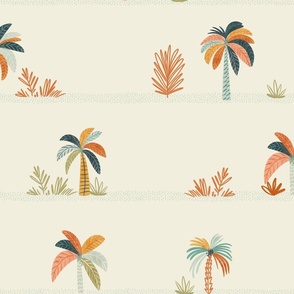 Summer Vacation - seaside boulevard  Large - tropical retro palm trees - vintage coastal wallpaper - nursery decor - ocean beach