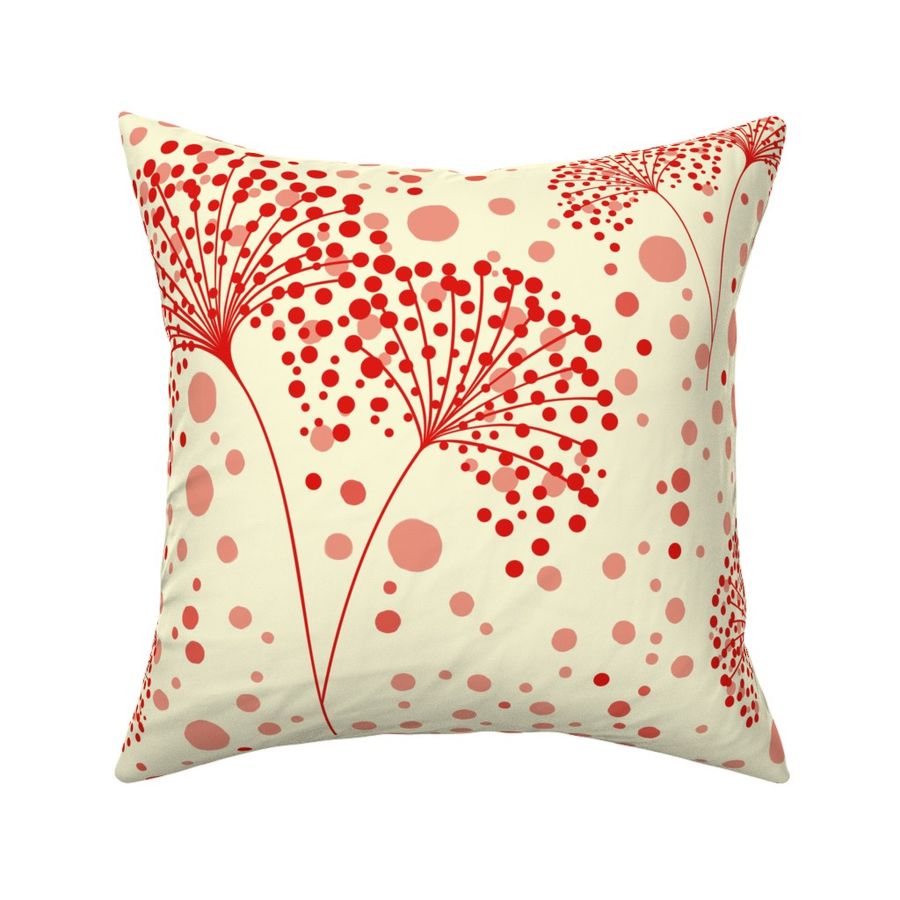 Dandelion Dots Red on Lemon Cream, Large