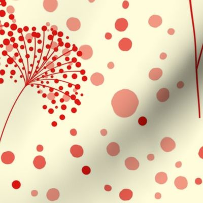 Dandelion Dots Red on Lemon Cream, Large