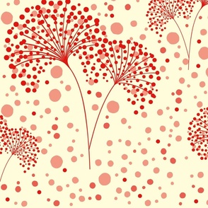 Dandelion Dots Red on Lemon Cream, Large