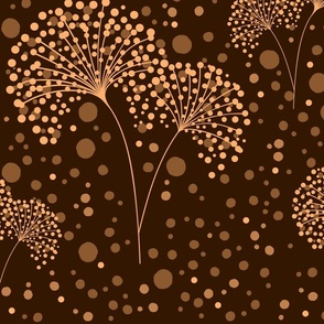 Dandelion Dots Apricot on Chocolate, Large