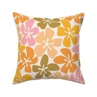 retro flowers. Orange yellow and green. warm fall. Blooming Autumn. LARGE