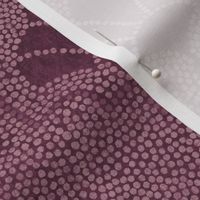 Textured art deco fans in dotted mosaic style - dusty rose and dark maroon, moody burgundy - medium
