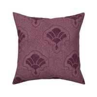 Textured art deco fans in dotted mosaic style - dusty rose and dark maroon, moody burgundy - medium