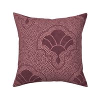 Textured art deco fans in dotted mosaic style - dusty crimson and dark red, moody claret - large