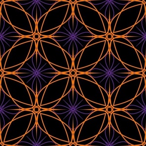 Geometric Pattern - Orange & Purple on Black