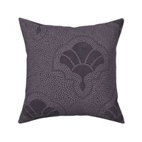 Textured art deco fans in dotted mosaic style - moody purple, dark dusty purple, gothic - large