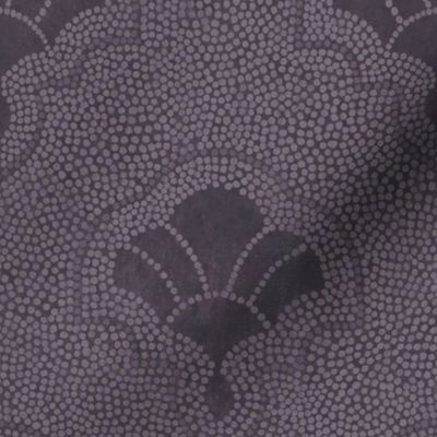 Textured art deco fans in dotted mosaic style - moody purple, dark dusty purple, gothic - medium