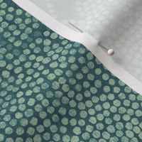 Textured art deco fans in dotted mosaic style - creamy dark teal, green, blue-green - large