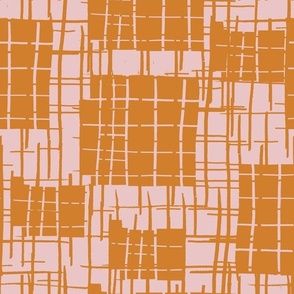 L| Abstract Lines and Shapes in reddish brown and pinkish peach