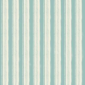 Summer Vacation - medium hand drawn blue serenity beige vertical stripes  and dots - kids apparel - retro coastal decor