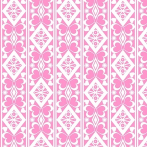 white openwork lace pattern in retro style on a pink background