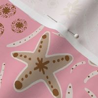 L|Coastal Marine Life : Starfish Fun and white seaweed in pink