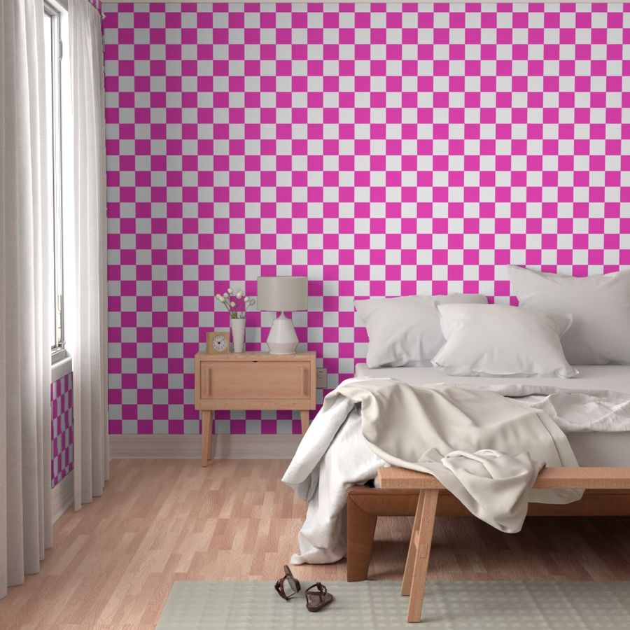 checkerboard_hot pink and white