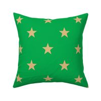 Gold Stars - on Pure Green