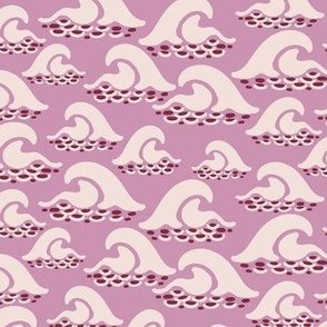 L|Minimal Ocean white Surf Waves in pink lavender