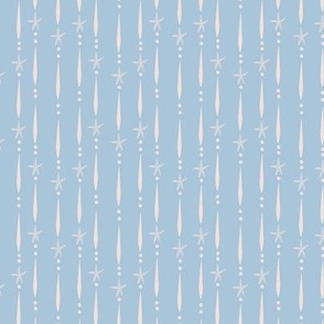 S| Decorative Geometric Irregular white Lines with Dots and Starfish on baby blue