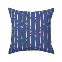 L| Decorative Geometric Irregular white Lines with Dots and Starfish on dark blue