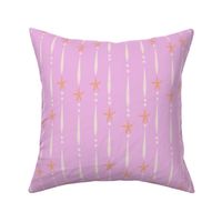 L| Decorative Geometric Irregular white Lines with Dots and orange Starfish on pink