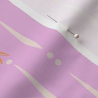 L| Decorative Geometric Irregular white Lines with Dots and orange Starfish on pink