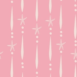 L| Decorative Geometric Irregular white Lines with Dots and Starfish on baby pink