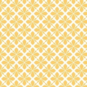 Retro Tiled Floral Geometric in White and Yellow - Small - Yellow Geometric, Retro Geometric, Cheerful Sunny Yellow