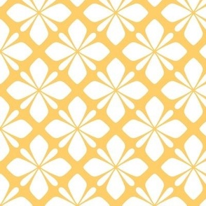 Retro Tiled Floral Geometric in Yellow and White - Medium - Yellow Geometric, Retro Geometric, Cheerful Sunny Yellow