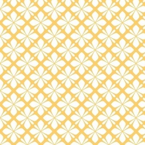 Retro Tiled Floral Geometric in Yellow and White - Small - Yellow Geometric, Retro Geometric, Cheerful Sunny Yellow